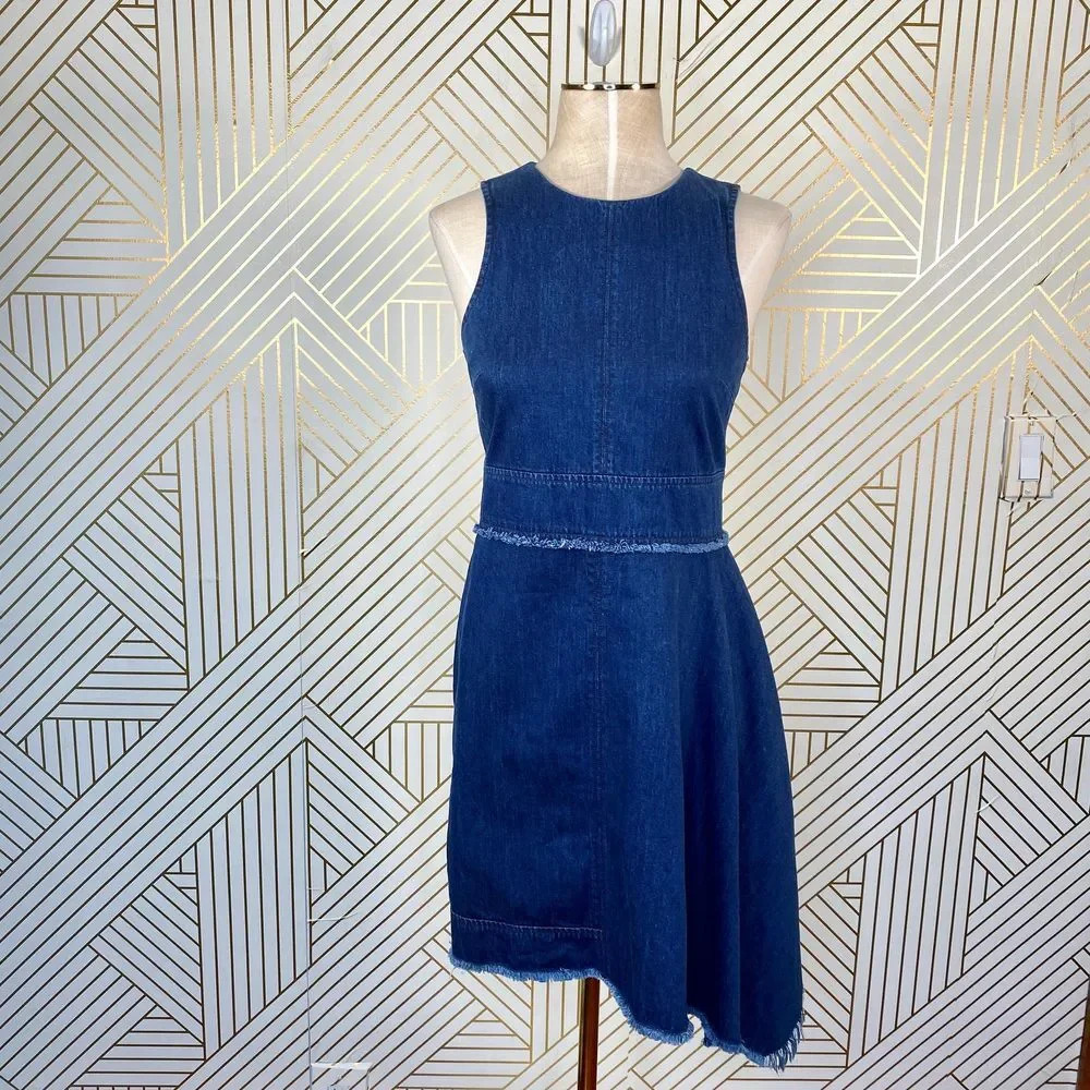 N/Nicholas‎ Denim Flare Side Sleeveless Dress Blue - Picture 2 of 12